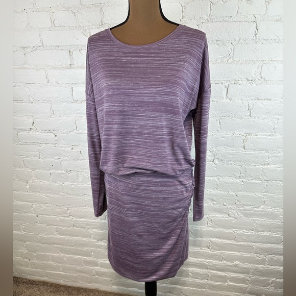Athleta Dresses & Skirts - Athleta Beyond Soft Avenues Long Sleeve Side Ruched Purple Heather Dress Medium